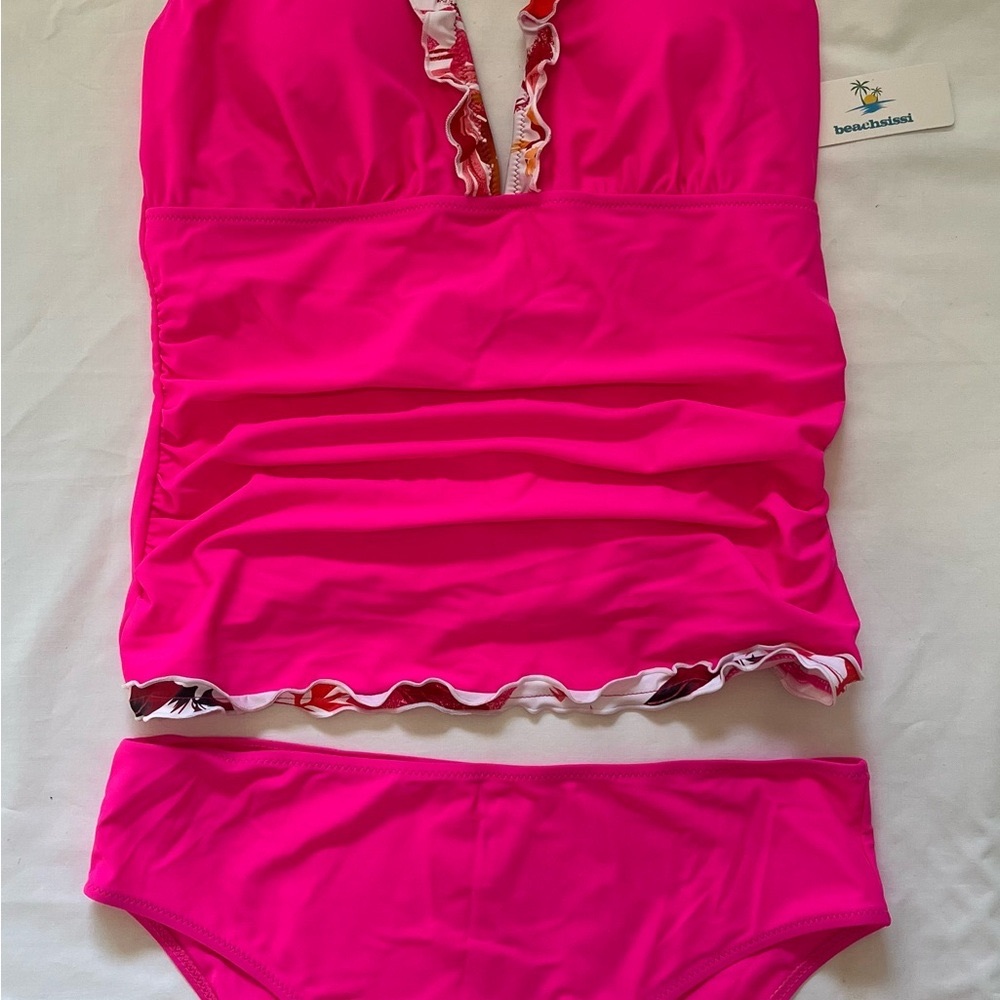 Pink Ruffled Swimsuit Set